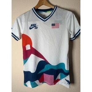 Nike SB Parra Dri-FIT Boys Skateboard USA T-Shirt‎ White Medium NWT